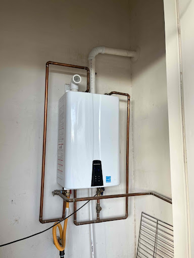 Space-saving tankless water heater installed in Phoenix home.